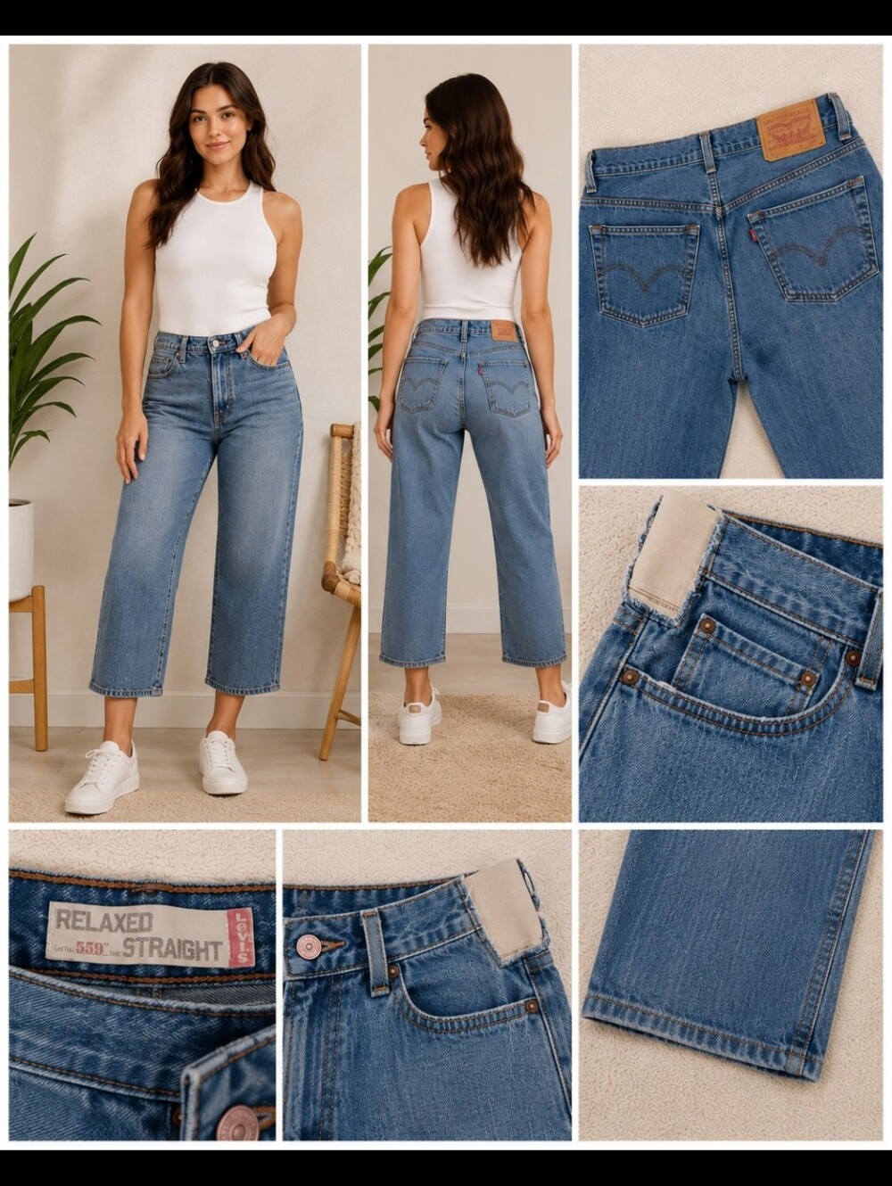 Levi’s~ 559 Relaxed Straight Crop Jeans – Blue Denim, Size 30 (24” Inseam)